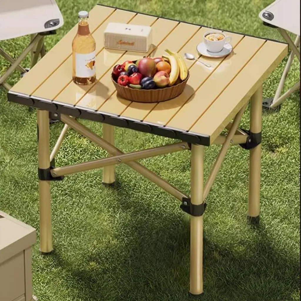 Small Outdoor Folding Camping Table with Carrying Bag, Heavy Duty Portable Beach Side Table, for Outdoor Picnic, Cooking, Travel, BBQ(Yellow)