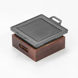 Smokeless Portable BBQ Grill Korean Japanese Barbecue Grill Charcoal BBQ Oven Stove Household Non-stick Cooking Tools(18x18cm)