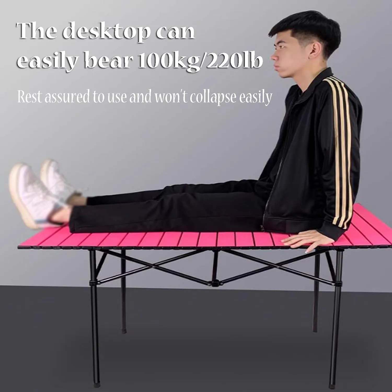 SOBOUR Portable Camping Table Roll Up Noodle Picnic Table Ultralight Camping Table Compact Folding Structure for Outdoor & Indoor