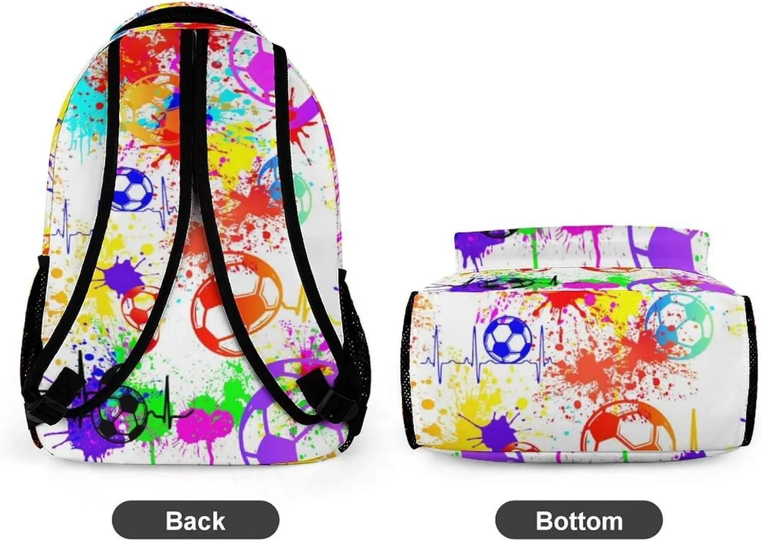 Soccer Backpack for Kids Girls Boys School, 16 Inches Cool Soccer Theme Bookbag, Adjustable, Durable, Lightweight, Large Capacity, Colorful Soccer Backpack for School
