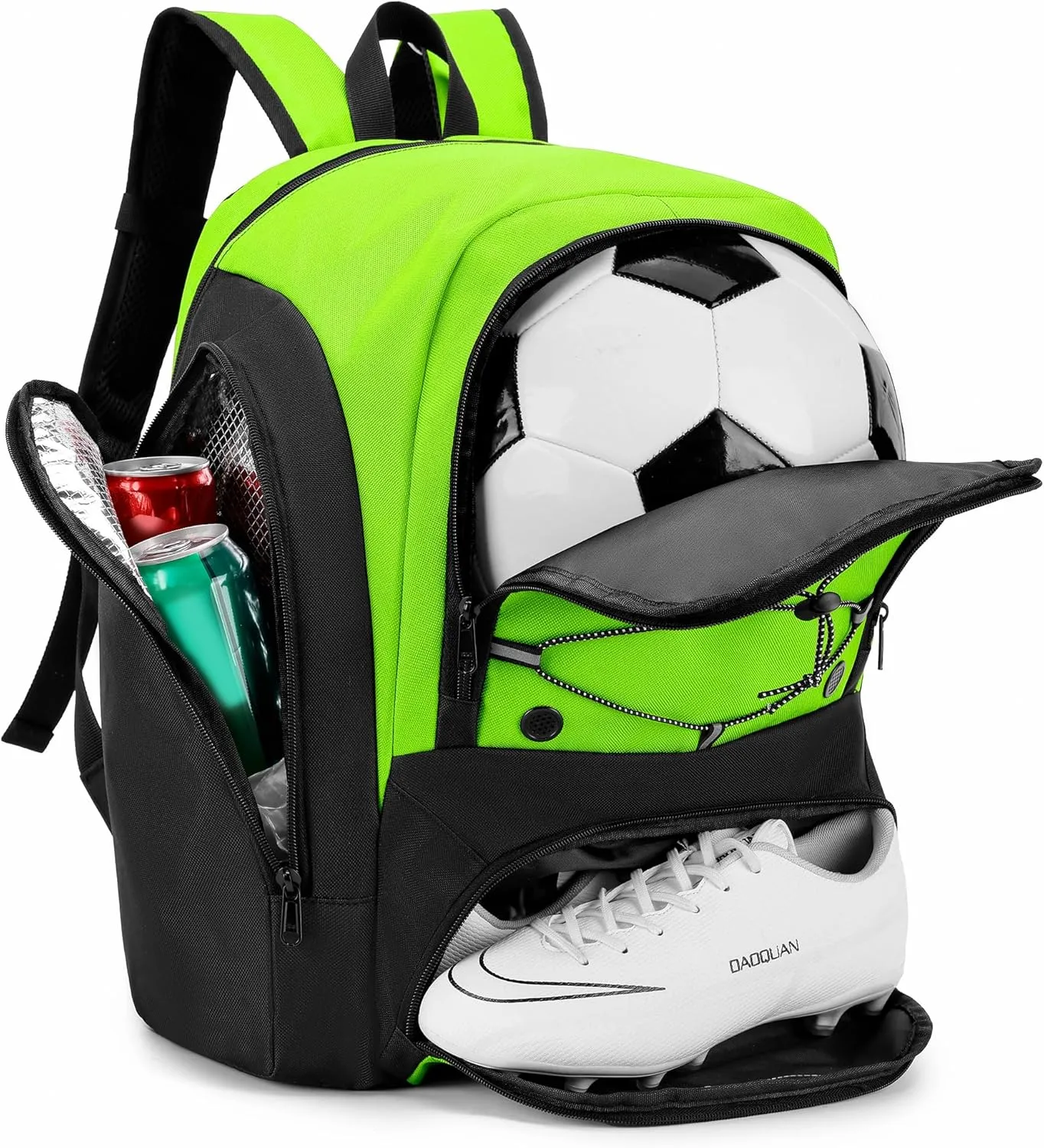 Soccer Backpack with Ball Holder,Youth soccer Bag for Basketball,Volleyball-Includes Separate Shoe Compartment&and Insulation (Green)