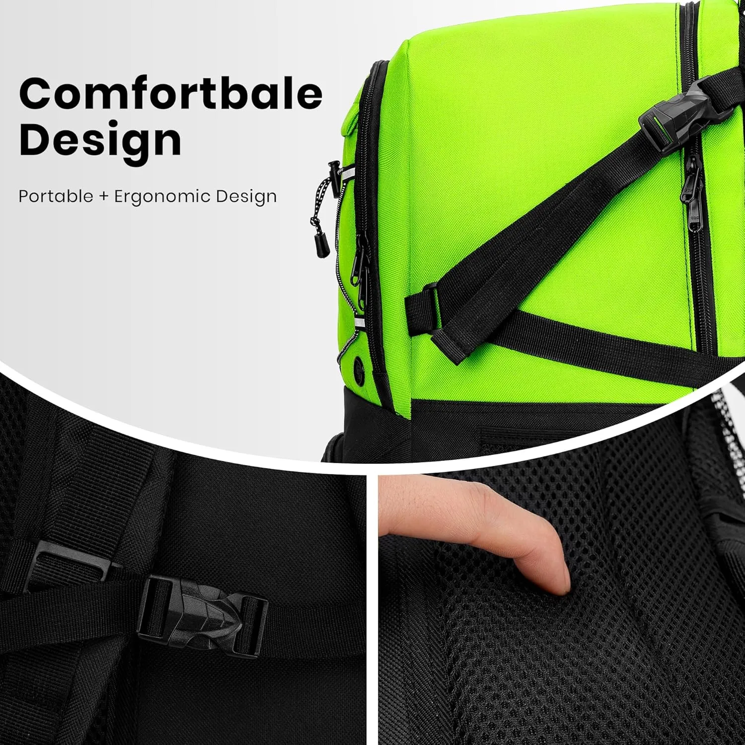 Soccer Backpack with Ball Holder,Youth soccer Bag for Basketball,Volleyball-Includes Separate Shoe Compartment&and Insulation (Green)