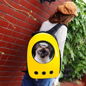 SOCHII Portable Astronaut Pet Cat Dog Puppy Carrier Space Bag Travel Backpack Capsule Bag for Small Cats Puppy Outdoor Cage Breathable Yellow As Pictured