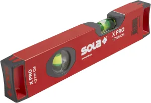 SOLA LSX10 X PRO Aluminum Box Profile Spirit Level with 2 60% Magnified Vials, 10-Inch, Red