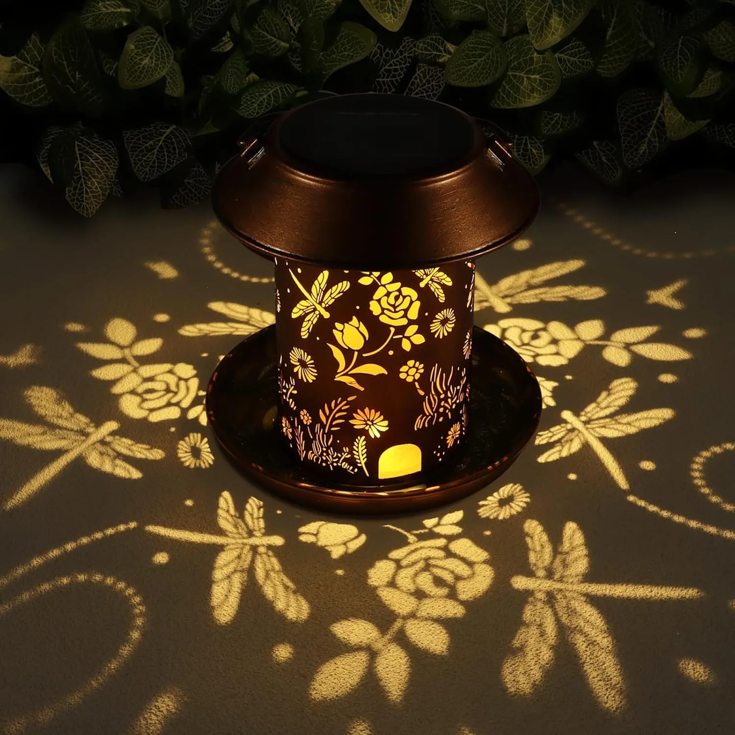Solar Bird Feeder for Outdoors Dragonfly Solar Lanterns Metal Waterproof Outside Wild Bird Feeders Birthday Gifts for Women Mom Grandma Outdoor Hanging Garden Decor Lights for Yard, Patio, Landscape