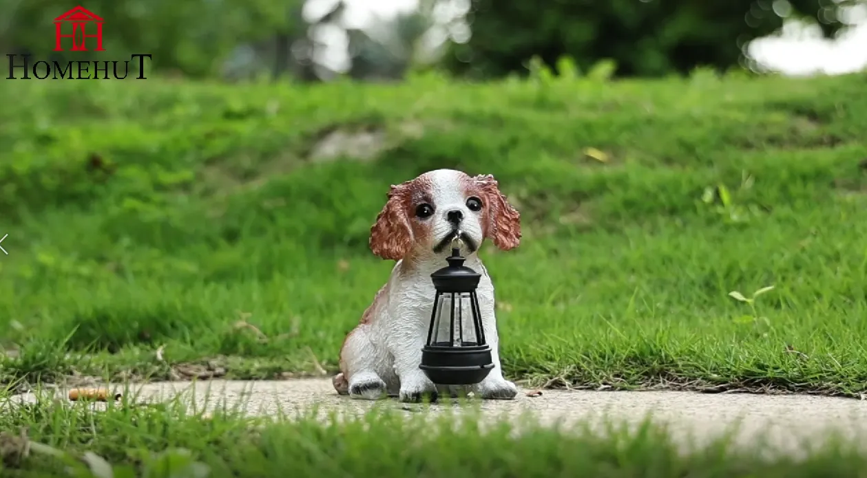Solar Garden Puppy Spaniel with Lantern