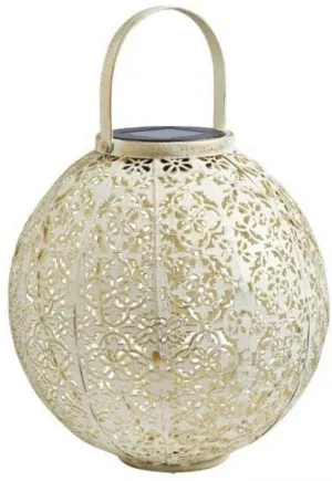 Solar Lantern Damasquette Cream 18cm