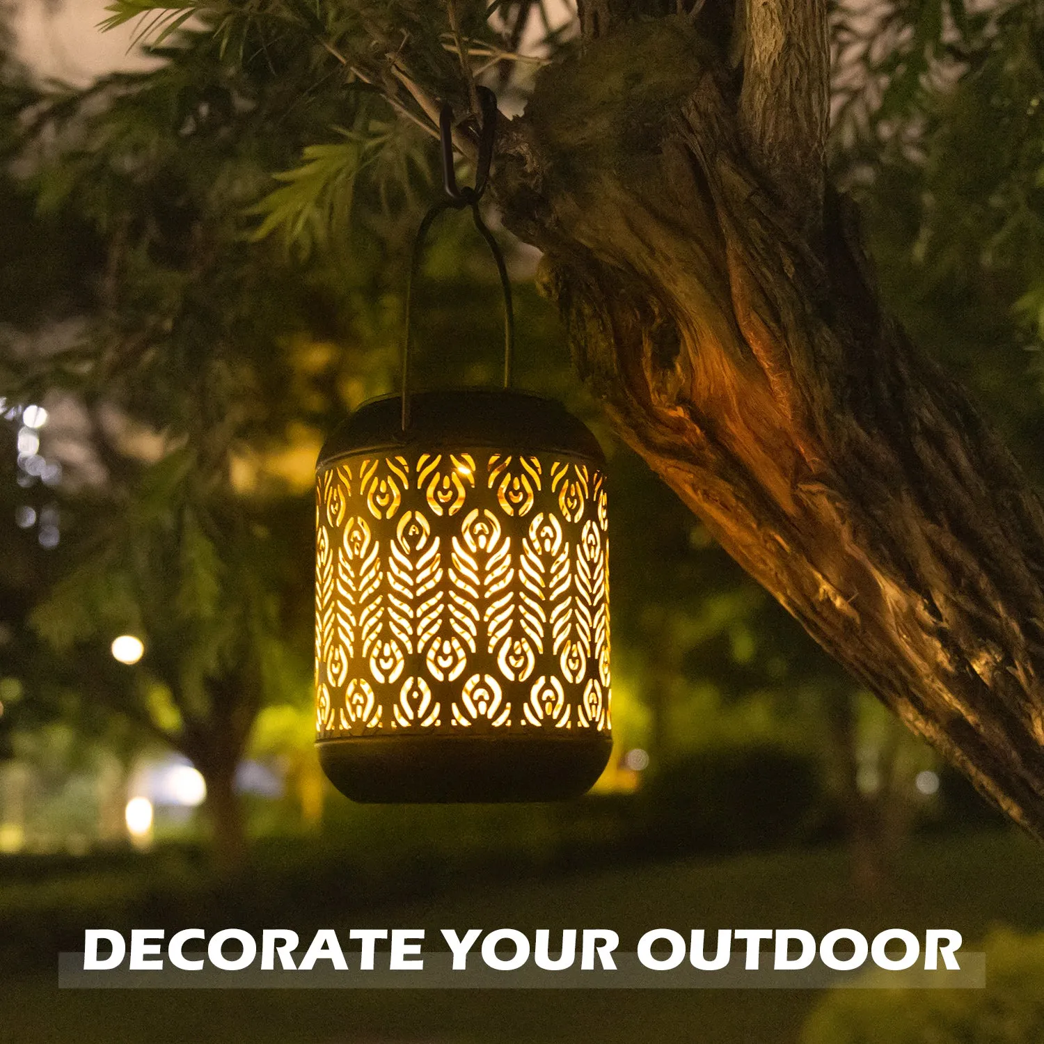 Solar Lanterns Outdoor Hanging | Metal Table Lights Waterproof