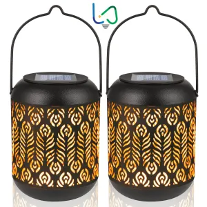 Solar Lanterns Outdoor Hanging | Metal Table Lights Waterproof