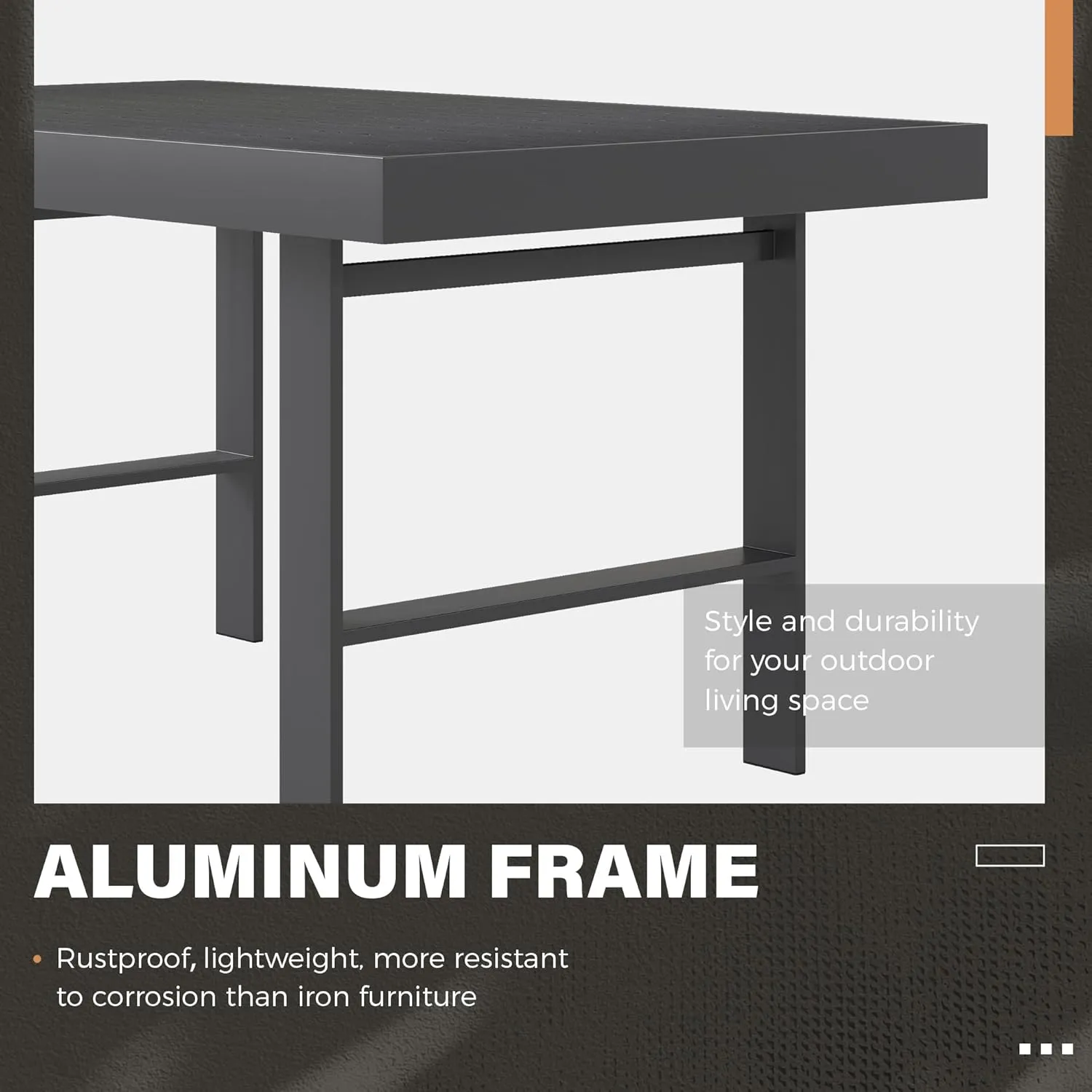 Solaste Aluminum Outdoor Dining Table, All-Weather Rectangle Metal High Patio Coffee Table for Balcony, Garden, Multifunctional Dining Table Coffee Table, Indoor or Outdoor Use, Grey/White