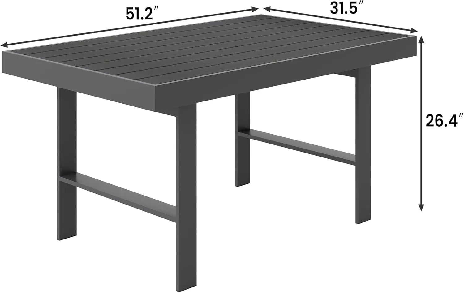 Solaste Aluminum Outdoor Dining Table, All-Weather Rectangle Metal High Patio Coffee Table for Balcony, Garden, Multifunctional Dining Table Coffee Table, Indoor or Outdoor Use, Grey/White