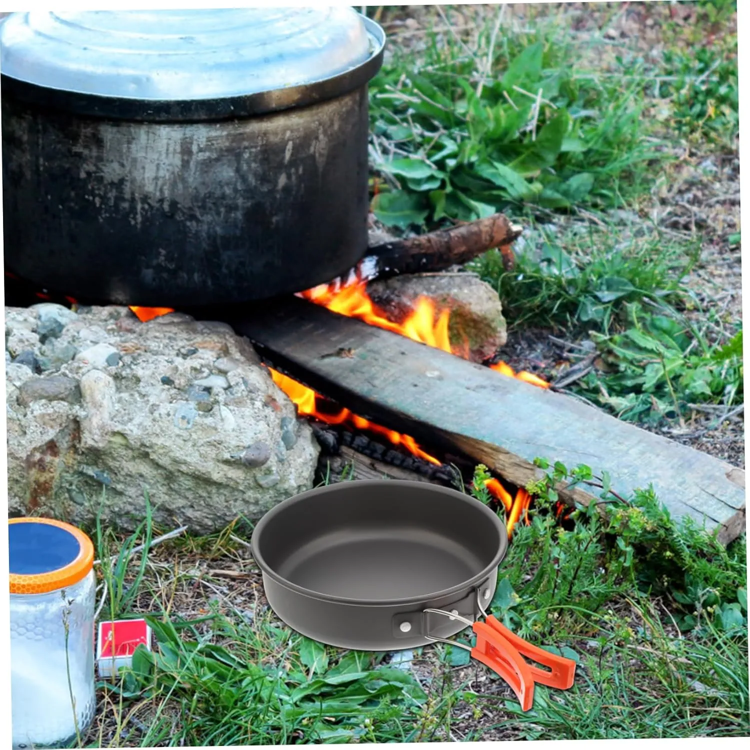 Sosoport Camping Frying Pan Stoves Pot Grills Portable Stove Cook Camping Kettle Camp Stove Saucepan Camping Gas