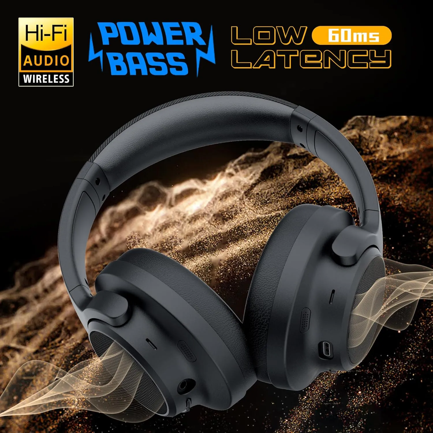 Soul Ultra Wireless Active Noise Cancelling Headphones, Wireless Over-Ear Bluetooth Headphones,100H Playtime, USB-C Quick Charging, Hi-Res Audio, Deep Bass, for Travel, Sport,Gym (Black)