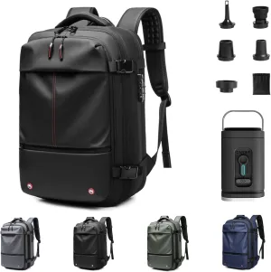 Spacevac Pro Backpack (60 L), Equipped with 1200 Mah Electric Air Pump, Space Vac Pro Large CapacityAnti-Theft Backpack (Black)