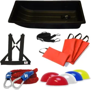 SPEEDSTER Full Athletic Speed Training System- Includes Sled, Towline, Rocket Resistance Bungee, Sand Bags, Markers and Padded Harness