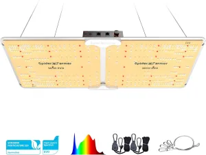Spider Farmer 2024 New SF2000 LED Grow Light 2x4 with Samsung LM301H EVO High Efficiency & Dimmable Lighting, Full-Spectrum Commercial Plant Lights