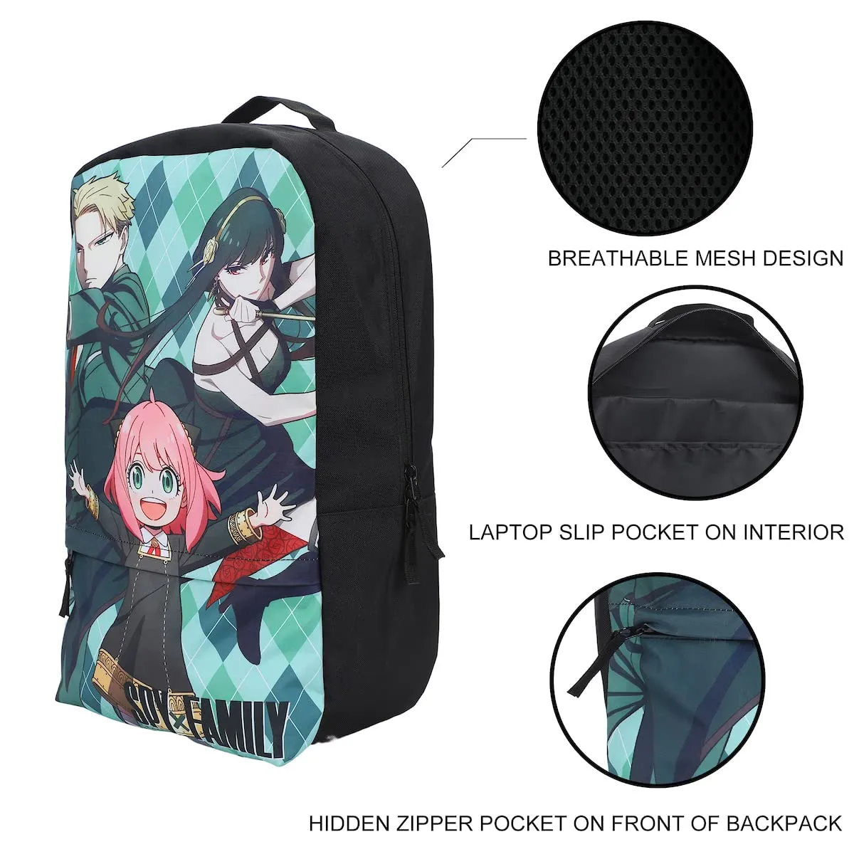 Spy x Family Backpack with Adjustable Shoulder Strap and Front Pocket