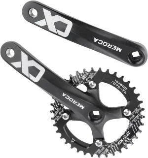 Square Taper Crankset MTB, Mountain Bike Single Speed Crankset, Bicycle Crank Arm Set 170mm 104BCD, 32T/34T/36T/38T Chainring & Bolts
