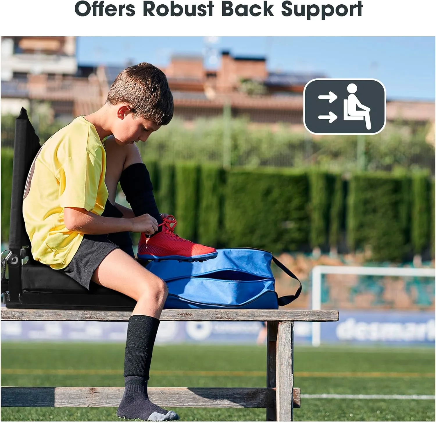 Stadium Seats with Back Support 17x13.5Inch Bleacher Chairs with Back and Cushion Thick Padded Bleacher Seats Includes Shoulder Strap and Cup Holder for Sports Events