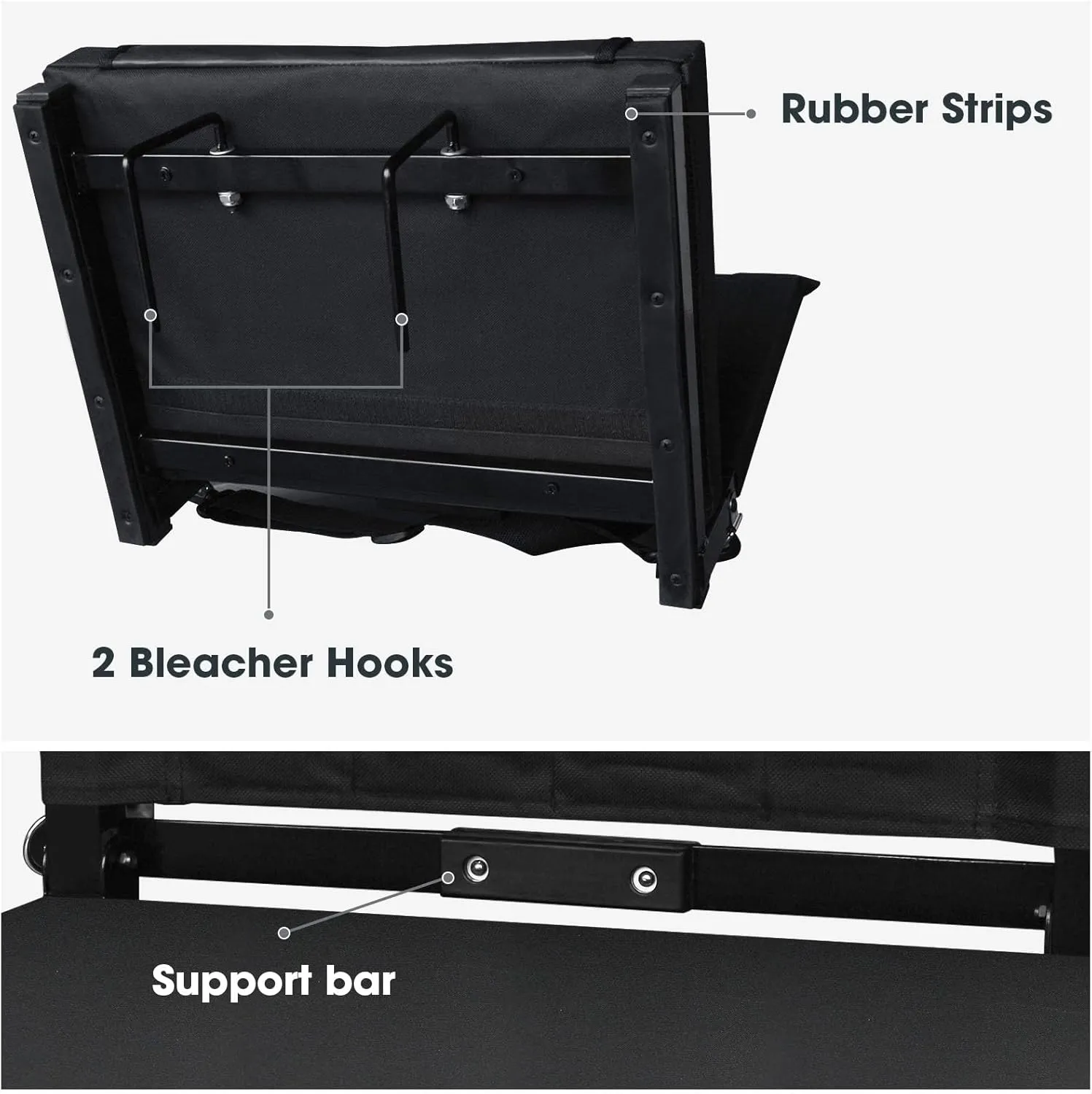 Stadium Seats with Back Support 17x13.5Inch Bleacher Chairs with Back and Cushion Thick Padded Bleacher Seats Includes Shoulder Strap and Cup Holder for Sports Events