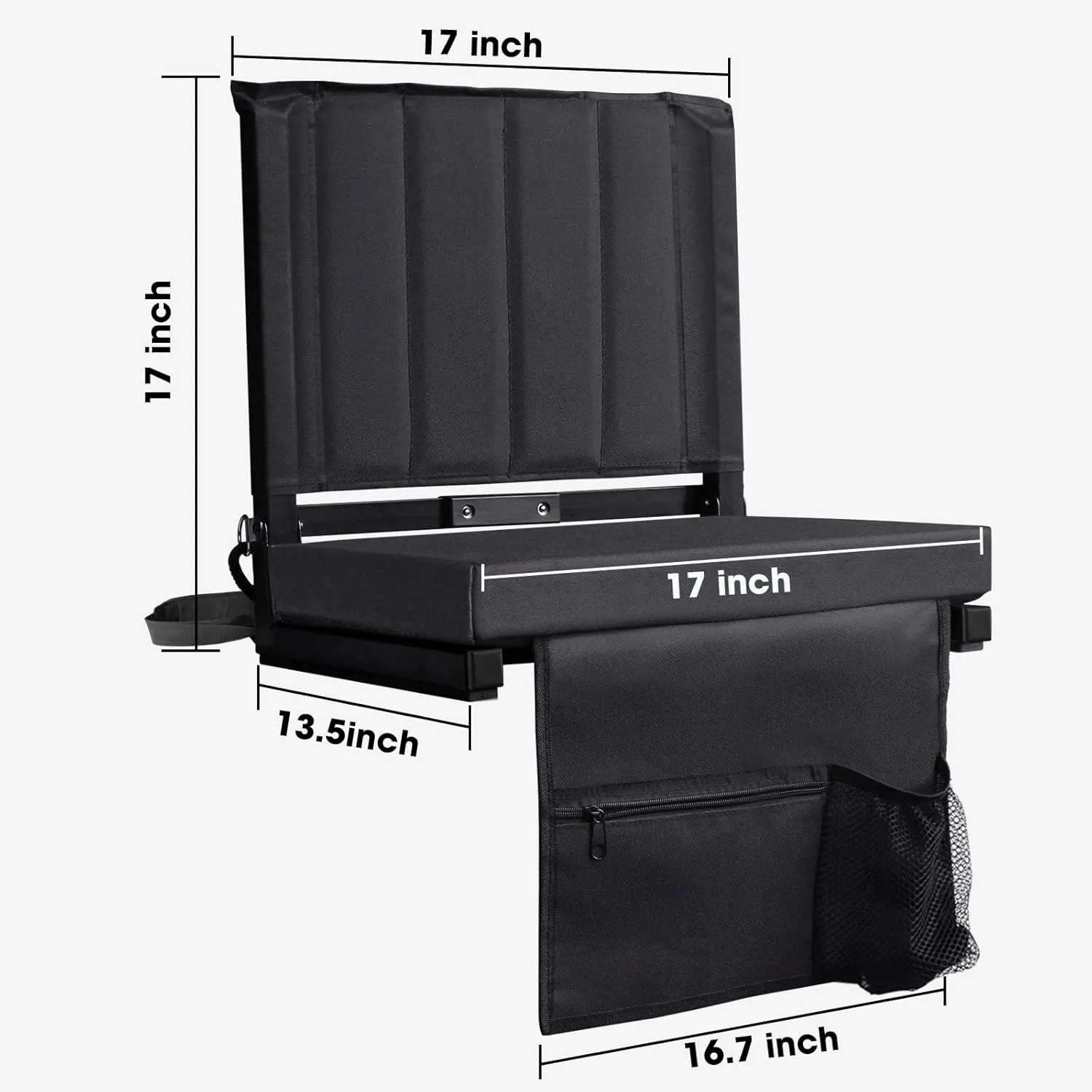 Stadium Seats with Back Support 17x13.5Inch Bleacher Chairs with Back and Cushion Thick Padded Bleacher Seats Includes Shoulder Strap and Cup Holder for Sports Events