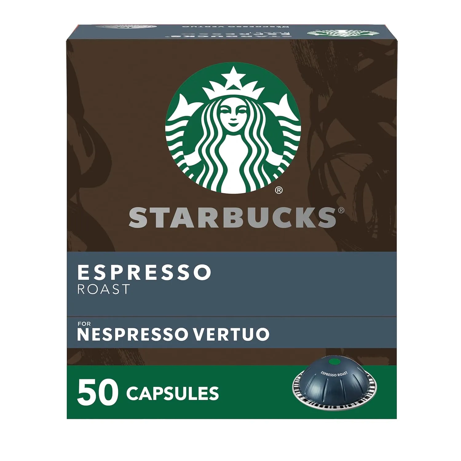 Starbucks by Nespresso Vertuo, Dark Roast Espresso, 50-count Espresso Pods, Brews 1.35 oz.
