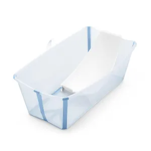 Stokke Flexi Bath Bundle, Ocean Blue - Foldable Baby Bathtub   Newborn Support - Durable & Easy to Store - Convenient to Use at Home or Traveling - Best for Newborns & Babies Up to 48 Months
