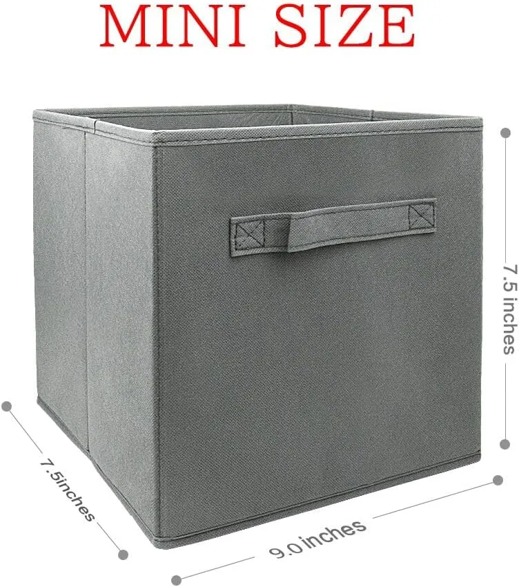 storage bins collapsible storage bins,cube storage organizer (Pack of 6) 9 * 7.5 * 7.5inch,For home and office Collapsible Closet Shelf Organizers, Drawer Organizers (Grey)