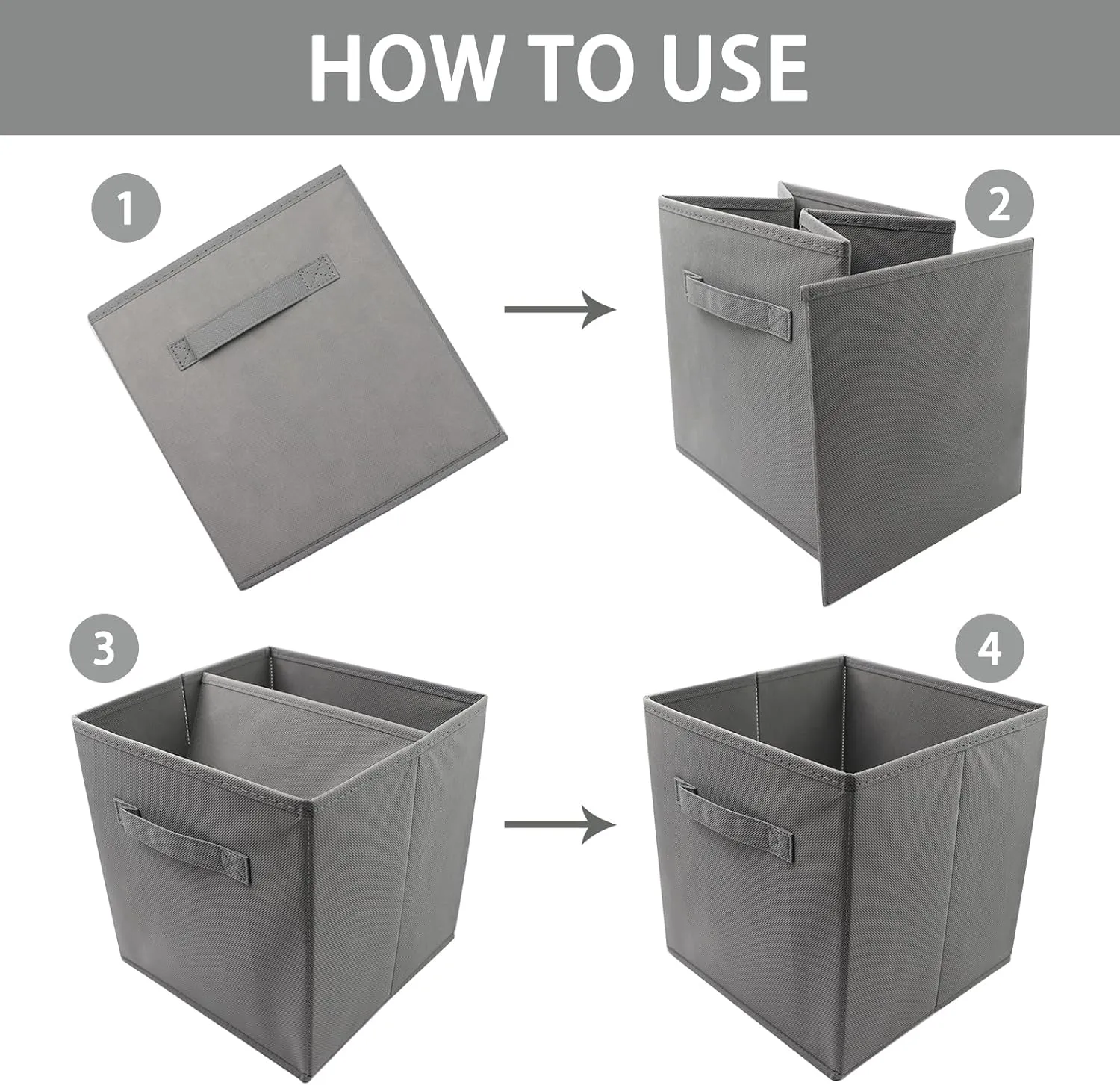 storage bins collapsible storage bins,cube storage organizer (Pack of 6) 9 * 7.5 * 7.5inch,For home and office Collapsible Closet Shelf Organizers, Drawer Organizers (Grey)