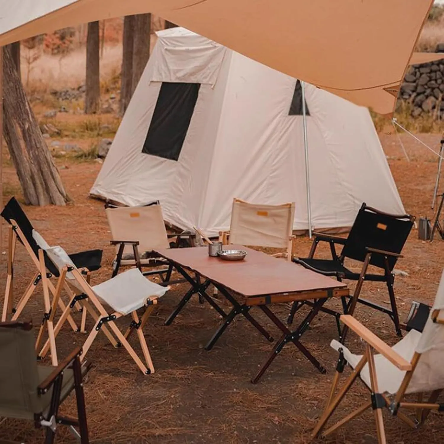 Strong Camping Table Foldable Table Legs Picnic Table Roll Up Desktop Camping Grill Table Send Storage Bag for Outdoor Camp