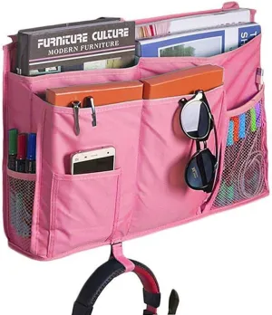 Sugaroom Bedside Storage Caddy, Bunk Bed Organizer Bed Storage Pocket Bedside Organizer Hanging Bed Storage Caddy for College Dorm Room, Hospital Bed Rails, Baby Bed, Camp (Pink)