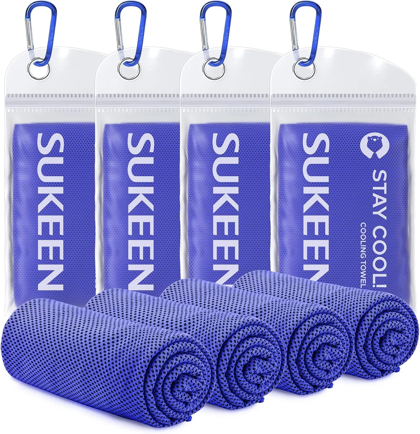 Sukeen 4 Pack Cooling Towel (40"x12"), Ice Towel, Soft Breathable Chilly Microfiber Sports Towel for Yoga, Sport, Running, Gym, Workout, Camping, Fitness, Workout & More Activities (Dark Blue)