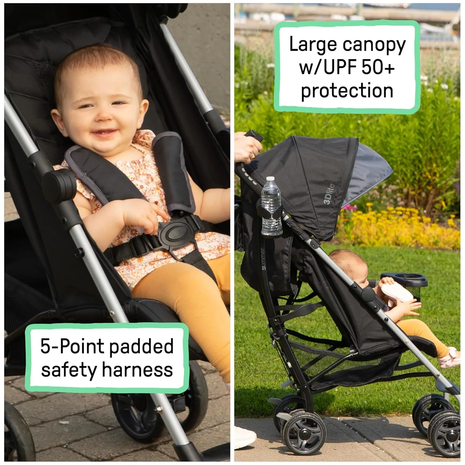 Summer Infant Ingenuity 3Dlite Convenience Stroller, Gray–Lightweight Stroller with Aluminum Frame, Large Seat Area, 4 Position Recline, Extra Large Storage Basket – Infant Stroller for Travel & More