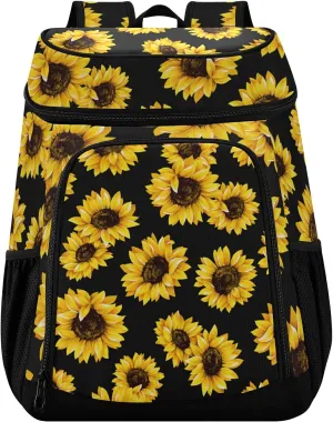 Sunflowers Cooler Backpack for Women Men Picnic Cooler Bags Insulated Soft Lunch Backpack with Leakproof Lunch Cooler for Work Lunch Picnic Fishing Hiking Camping Park Beach