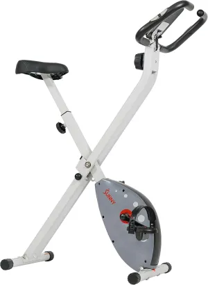 Sunny Health & Fitness Exercise Bike w/Pulse Sensors & Adjustable Cushion Seat, Home Cardio Training Machine for Adults/Seniors' Indoor Cycling Workout, Optional Compact Foldable or Electro-Magnetic