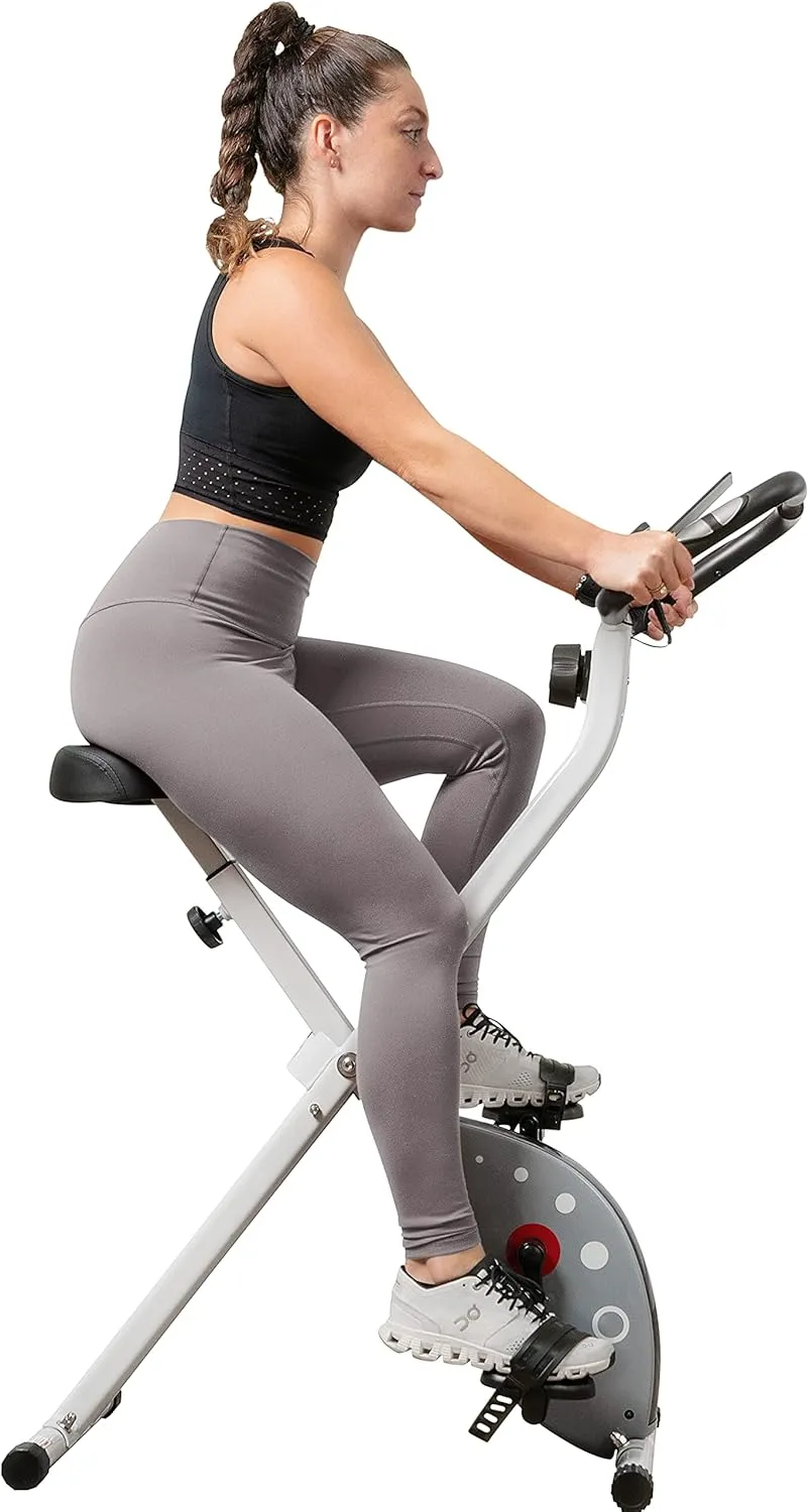 Sunny Health & Fitness Exercise Bike w/Pulse Sensors & Adjustable Cushion Seat, Home Cardio Training Machine for Adults/Seniors' Indoor Cycling Workout, Optional Compact Foldable or Electro-Magnetic