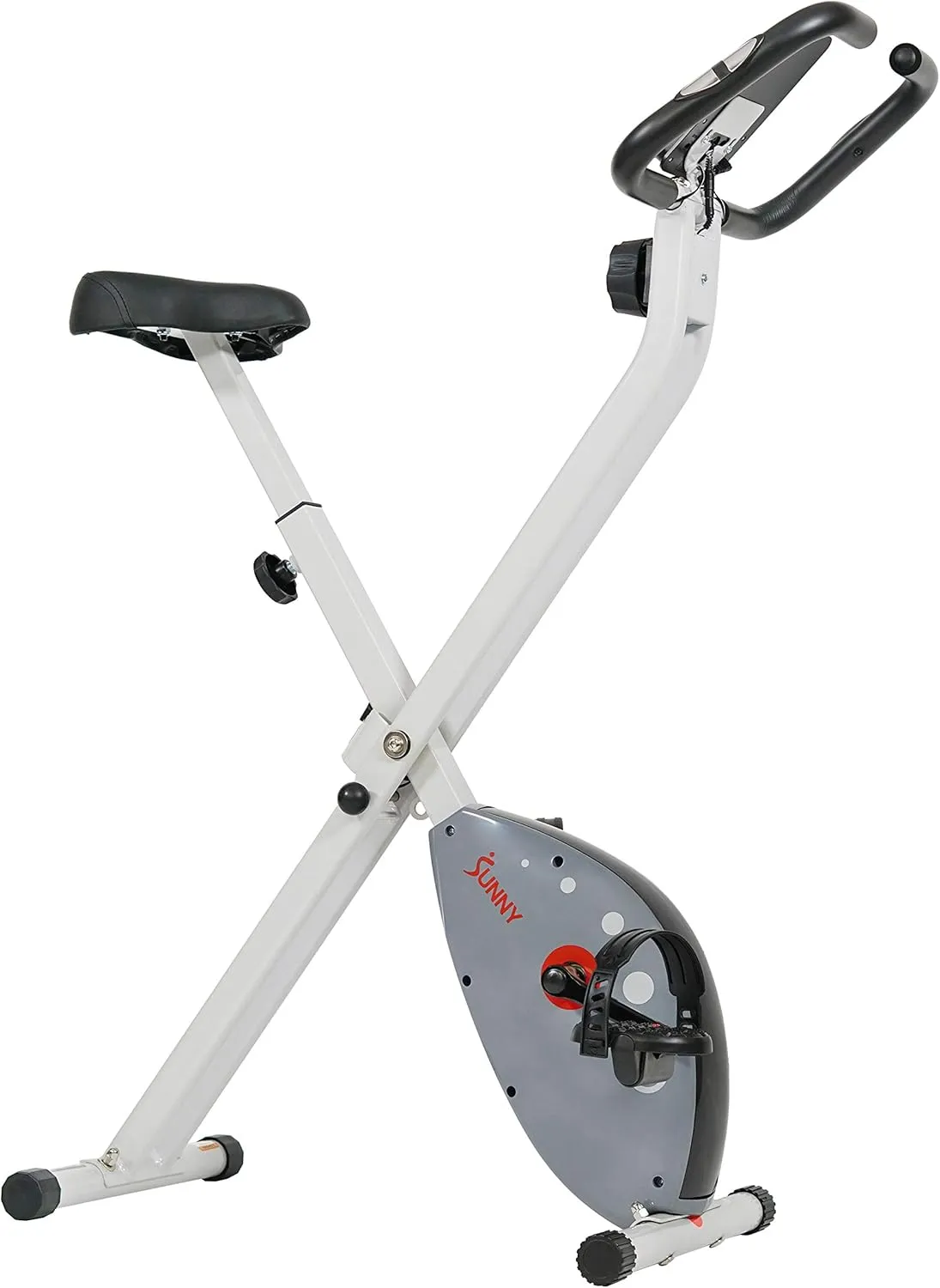 Sunny Health & Fitness Exercise Bike w/Pulse Sensors & Adjustable Cushion Seat, Home Cardio Training Machine for Adults/Seniors' Indoor Cycling Workout, Optional Compact Foldable or Electro-Magnetic