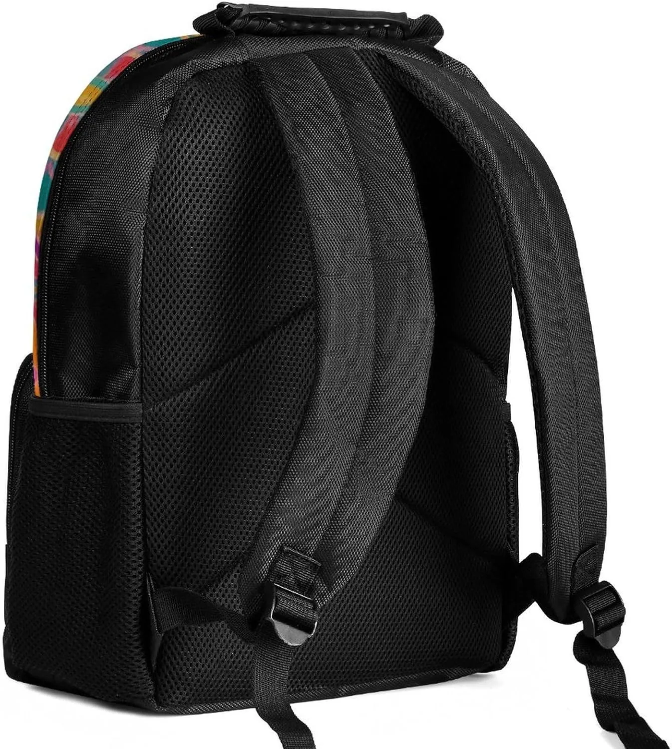 Supdreamc Men & Women Polyester Colorful Flowers Leaves Paisley Art Backpack Large Capacity Bookbag With Smooth Zippers for Climbing Picnic Bicycle