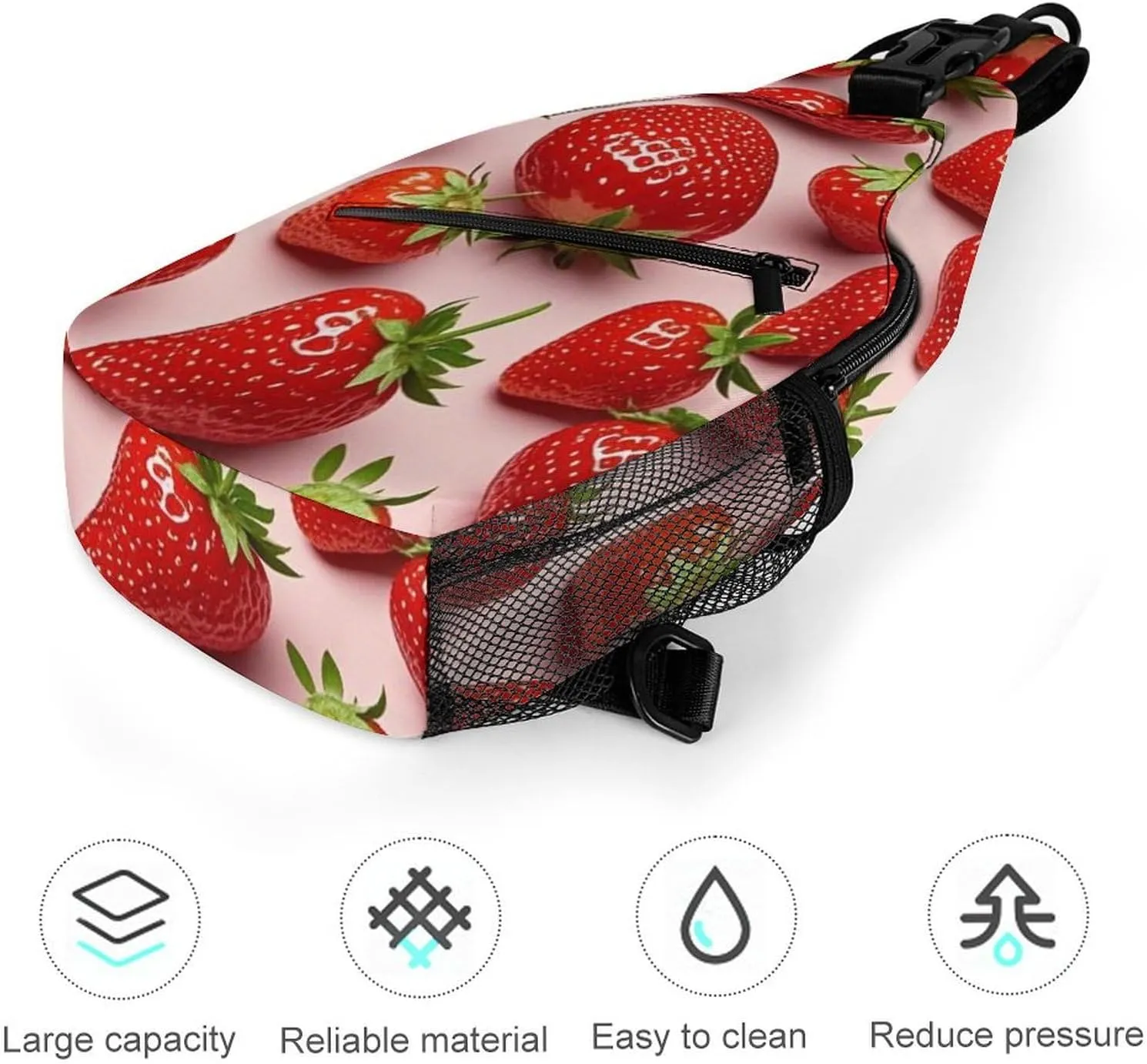 Supdreamc Men & Women Sling Bag Backpack Satchel Bookbags Travel Rucksack Daypack - Anti-Theft Multipurpose Cute Pink Strawberry Art Carry On Bag, Handy Crossbody Daypacks