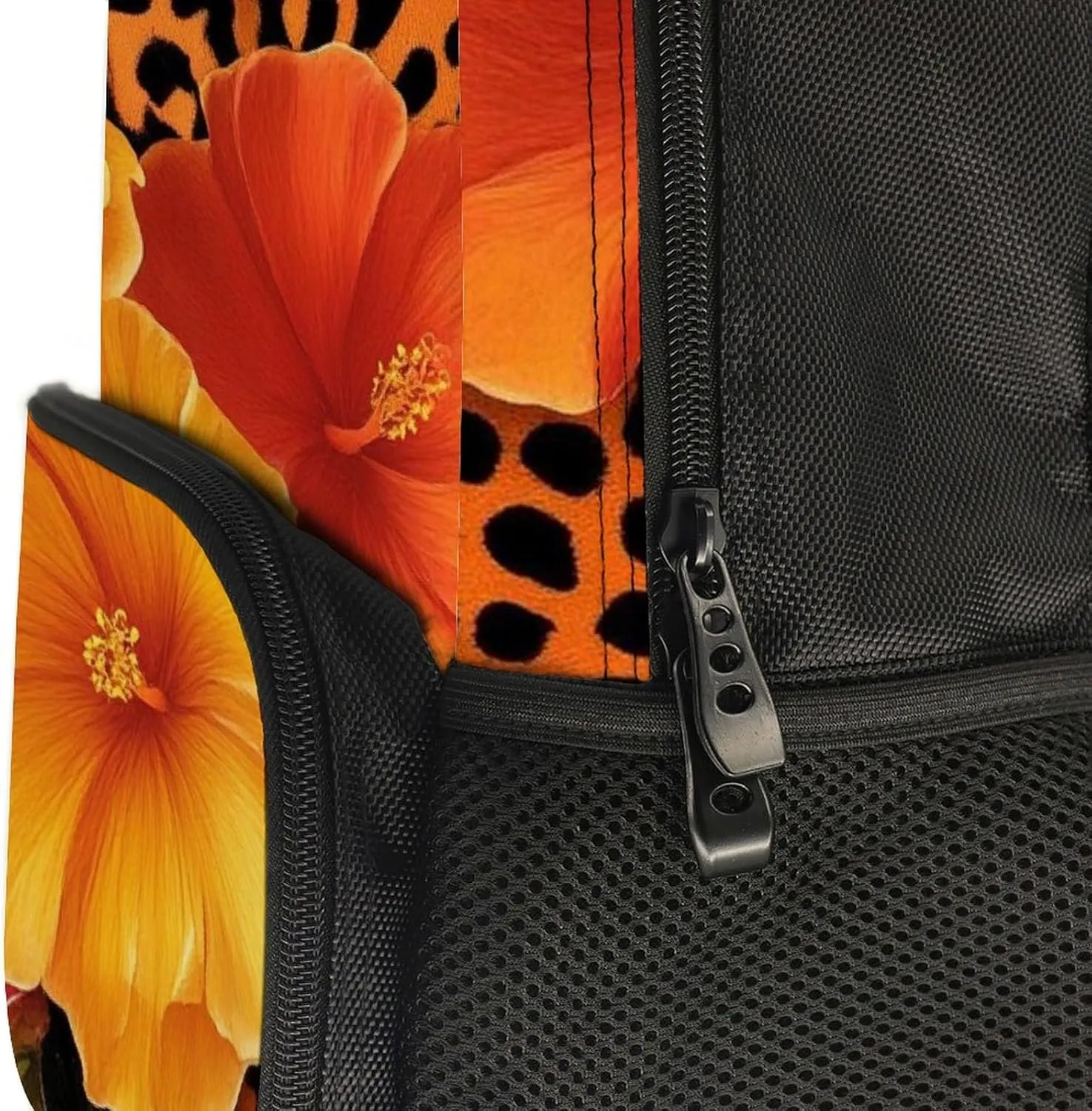 Supdreamc Men Women Lightweight Orange Yellow Flower Floral Cheetah Leopard Print Backpack Large Capacity Bookbag With Smooth Zippers for Gym Business Running