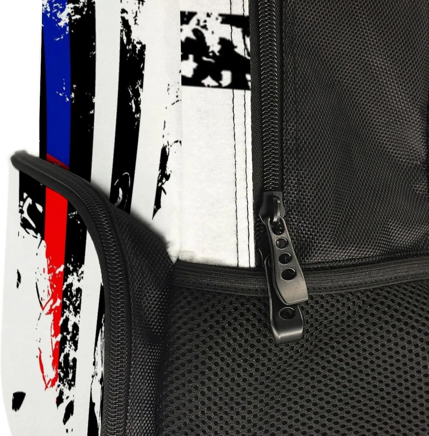 Supdreamc Men Women Polyester Red Blue Line American Flag Black White Daypack Big Capacity Shoulder Bag With Smooth Zippers for Hiking Work Walking Cycling