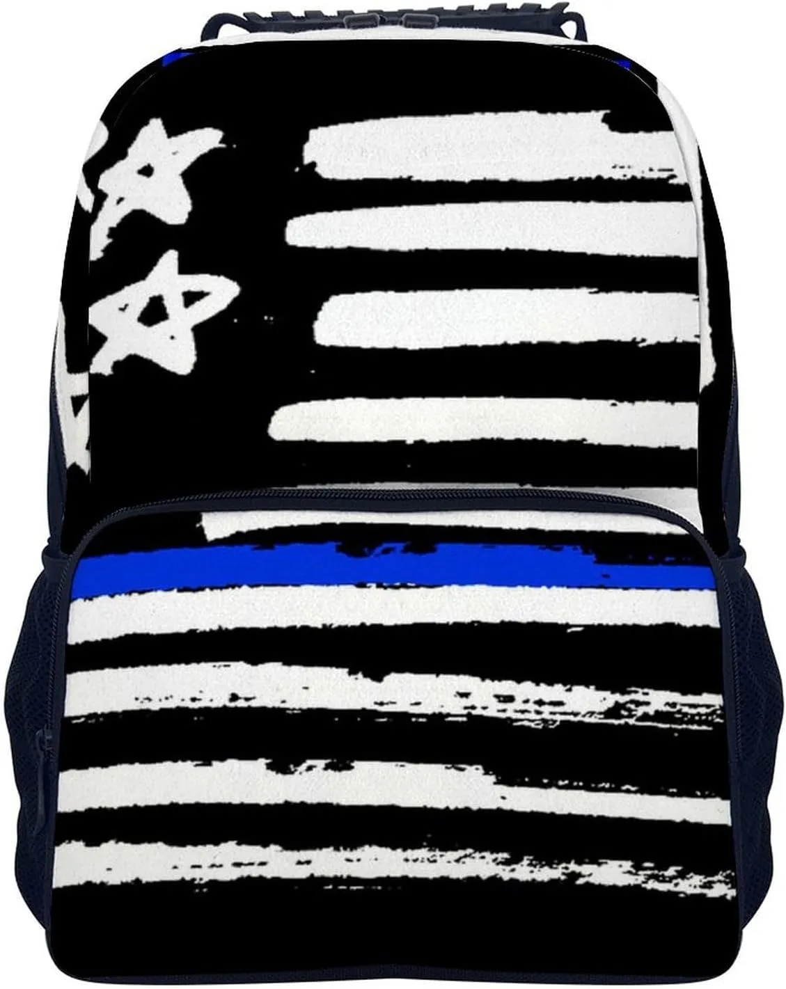 Supdreamc Polyester Daypack for Hiking Work Running - Big Capacity Anti-Theft Multipurpose Shoulder Bag, American Blue Line Flag Pattern Travel and Sport Backpack Rucksack