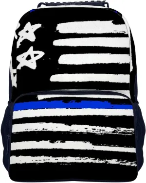Supdreamc Polyester Daypack for Hiking Work Running - Big Capacity Anti-Theft Multipurpose Shoulder Bag, American Blue Line Flag Pattern Travel and Sport Backpack Rucksack