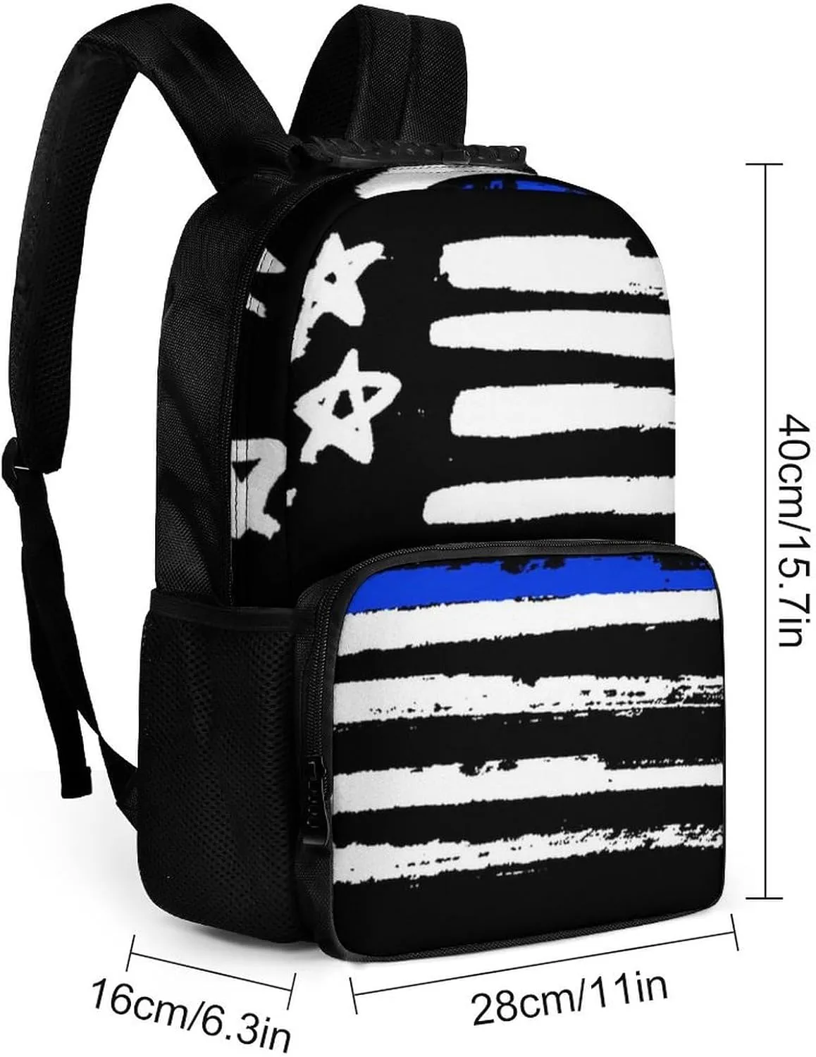 Supdreamc Polyester Daypack for Hiking Work Running - Big Capacity Anti-Theft Multipurpose Shoulder Bag, American Blue Line Flag Pattern Travel and Sport Backpack Rucksack