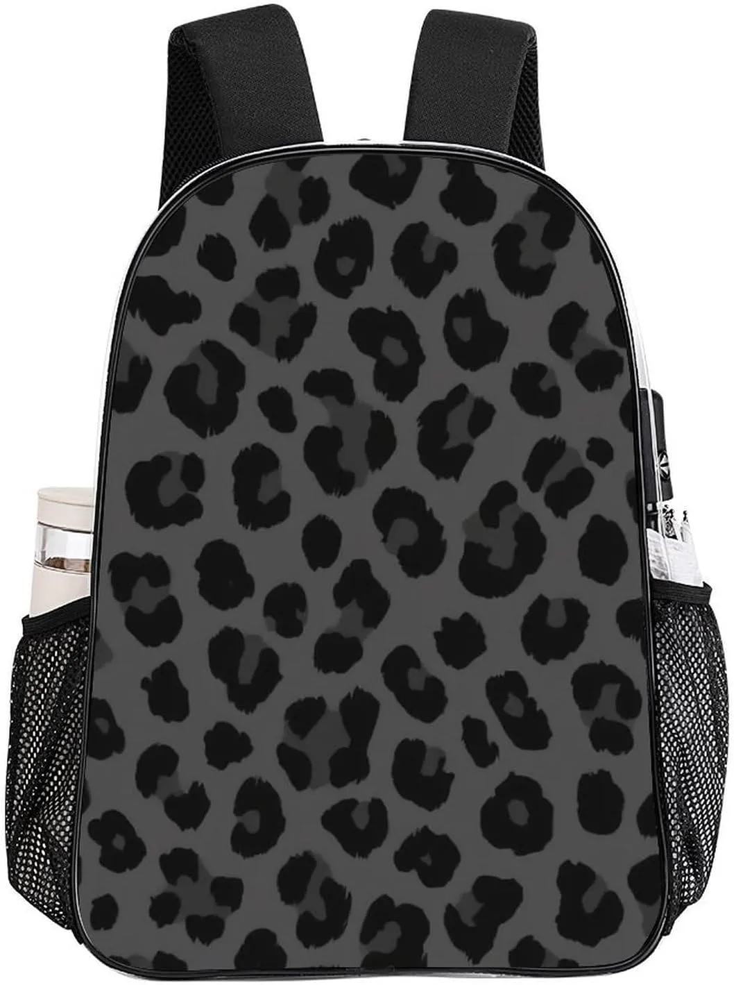 Supdreamc Transparent Daypack for Hiking Work Running - Big Capacity Anti-Theft Multipurpose Shoulder Bag, Dark Gray Black Leopard Cheetah Print Travel and Sport Backpack Rucksack