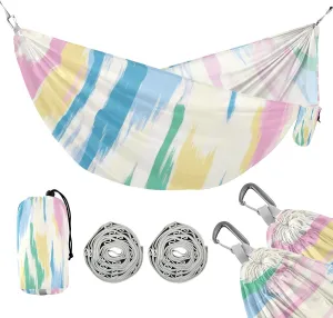 susiyo Portable Camping Hammock Abstract Striped Printed Lightweight Hammock Comfortable Travel Swing with Tree Straps for Camping Hiking Backpacking Travel or Beach - Up to 330lbs
