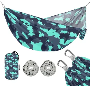 susiyo Portable Camping Hammock Camouflage Texture Printed Lightweight Hammock Comfortable Travel Swing with Tree Straps for Camping Hiking Backpacking Travel or Beach - Up to 330lbs