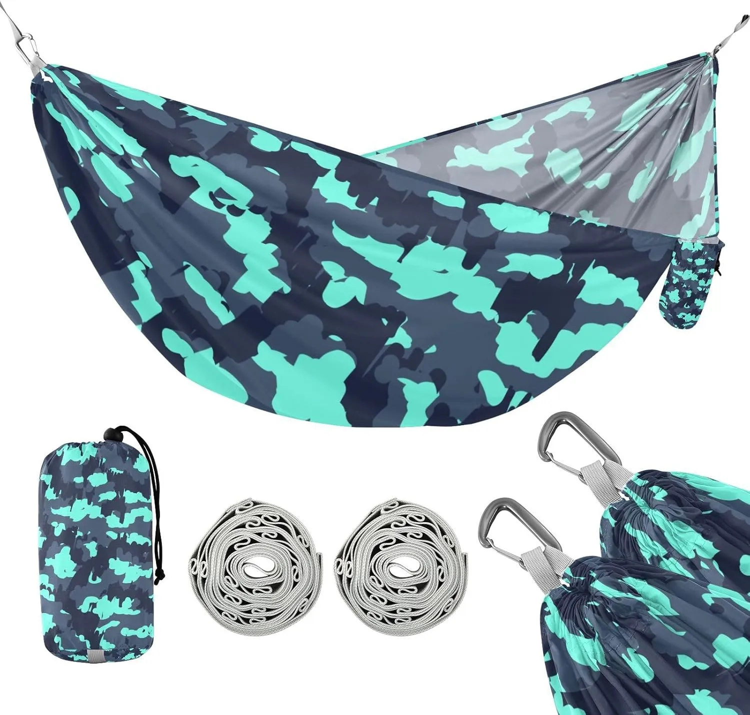 susiyo Portable Camping Hammock Camouflage Texture Printed Lightweight Hammock Comfortable Travel Swing with Tree Straps for Camping Hiking Backpacking Travel or Beach - Up to 330lbs