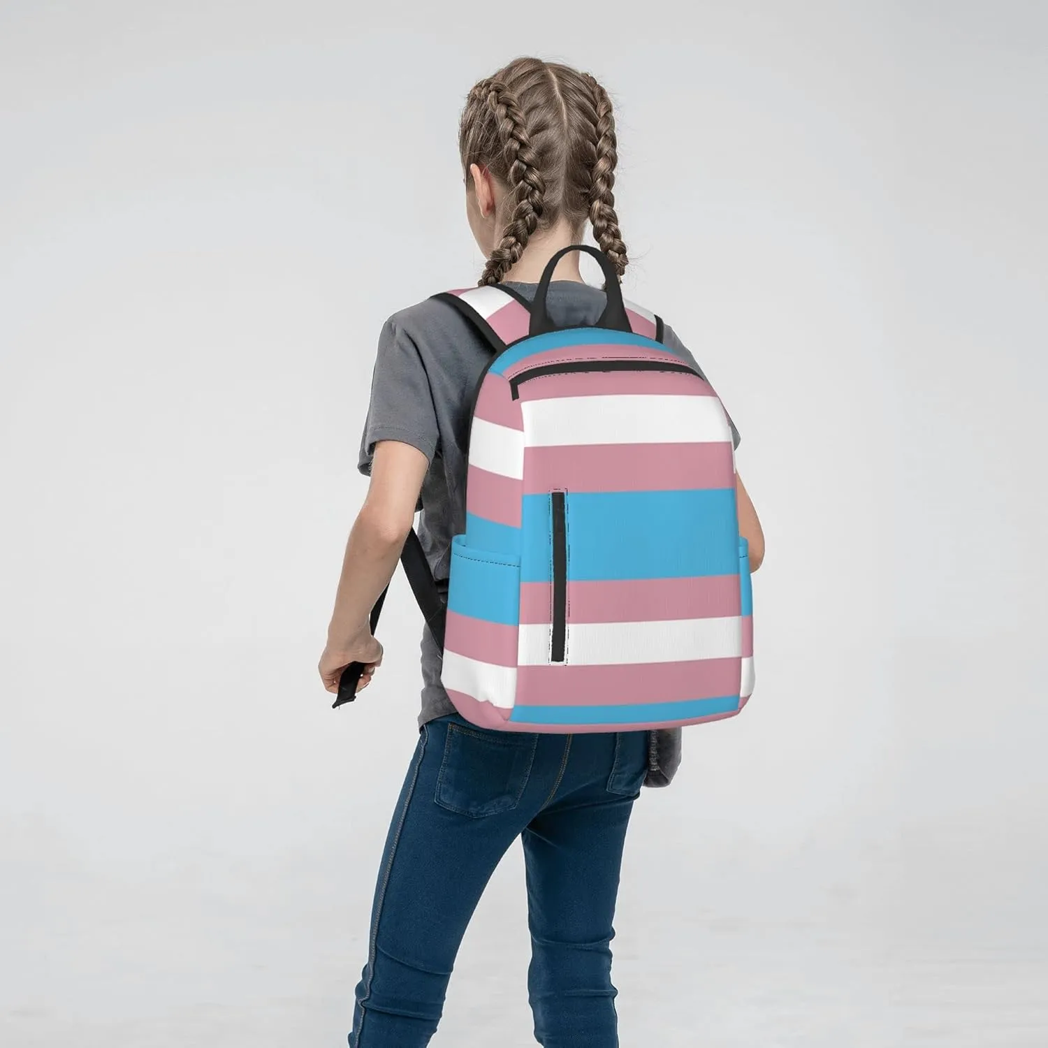 SWEET TANG Transgender Pride Flag Backpack with Adjustable Padded Straps Backpacks for Running, Travel, Hiking, Camping