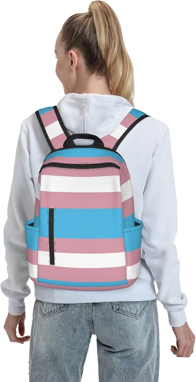 SWEET TANG Transgender Pride Flag Backpack with Adjustable Padded Straps Backpacks for Running, Travel, Hiking, Camping